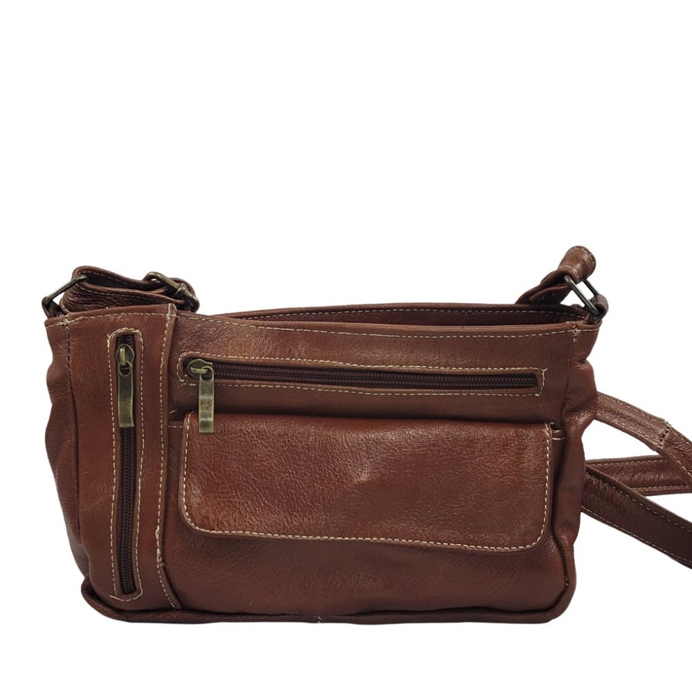 Genuine Leather Crossbody bag. Handcrafted. Honey color. Handmade. Cognac